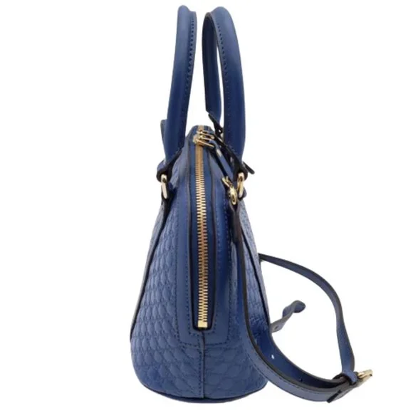 STUNNING GUCCI MICROGUCCIMA DOME CROSSBODY BAG IN BLUE LEATHER - Picture 2 of 7